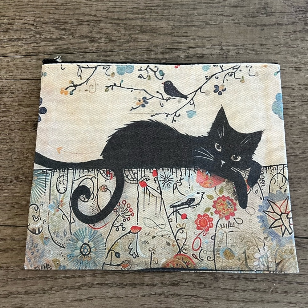 Black Cat Print Pouch